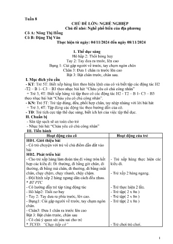 Giáo án Mầm non Lớp Lá - Tuần 8 - Năm học 2024-2025 - Nông Thị Hồng - Đặng Thị Văn