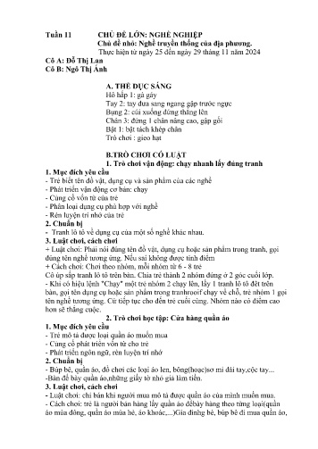 Giáo án Mầm non Lớp Mầm - Tuần 11 - Năm học 2024-2025 - Ngô Thị Ánh - Đỗ Thị Lan