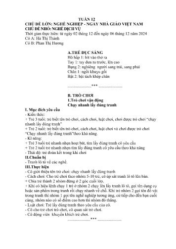 Giáo án Mầm non Lớp Mầm - Tuần 12 - Năm học 2024-2025 - Hà Thị Thành - Phan Thị Hương