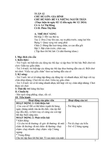 Giáo án Mầm non Lớp Mầm - Tuần 12 - Năm học 2024-2025 - Lê Thị Hằng - Phàn Thị Dần