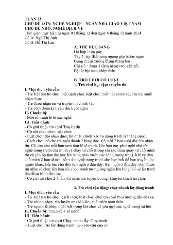Giáo án Mầm non Lớp Mầm - Tuần 12 - Năm học 2024-2025 - Ngô Thị Ánh - Đỗ Thị Lan