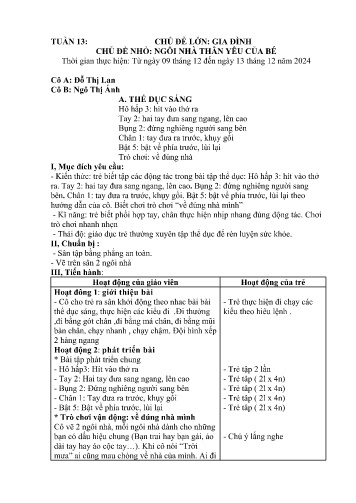 Giáo án Mầm non Lớp Mầm - Tuần 13 - Năm học 2024-2025 - Ngô Thị Ánh - Đỗ Thị Lan