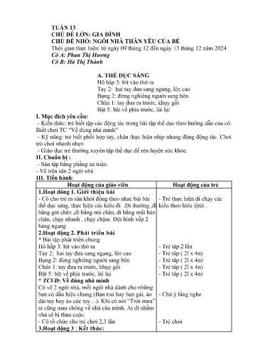 Giáo án Mầm non Lớp Mầm - Tuần 13 - Năm học 2024-2025 - Phan Thị Hương - Hà Thị Thành