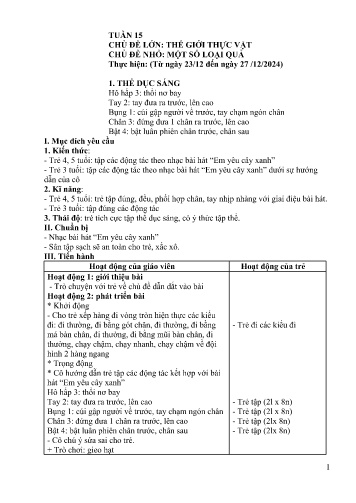 Giáo án Mầm non Lớp Mầm - Tuần 15 - Chủ đề lớn: Thế giới thực vật - Chủ đề nhỏ: Một số loại quả - Năm học 2024-2025