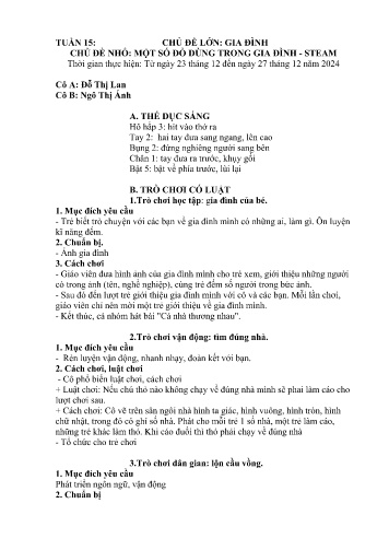 Giáo án Mầm non Lớp Mầm - Tuần 15 - Năm học 2024-2025 - Ngô Thị Ánh - Đỗ Thị Lan