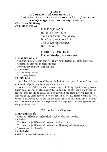 Giáo án Mầm non Lớp Mầm - Tuần 19 - Năm học 2024-2025 - Hà Thị Thành - Phan Thị Hương