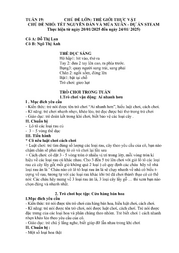 Giáo án Mầm non Lớp Mầm - Tuần 19 - Năm học 2024-2025 - Ngô Thị Ánh - Đỗ Thị Lan