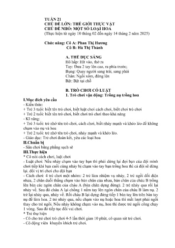 Giáo án Mầm non Lớp Mầm - Tuần 21 - Năm học 2024-2025 - Hà Thị Thành - Phan Thị Hương