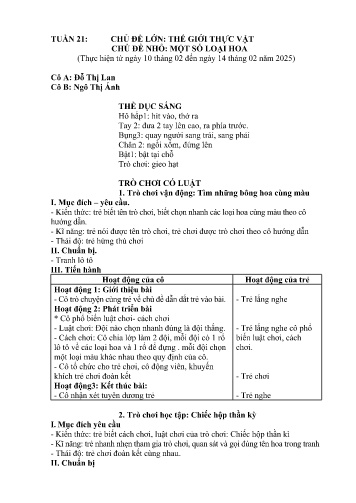 Giáo án Mầm non Lớp Mầm - Tuần 21 - Năm học 2024-2025 - Ngô Thị Ánh - Đỗ Thị Lan