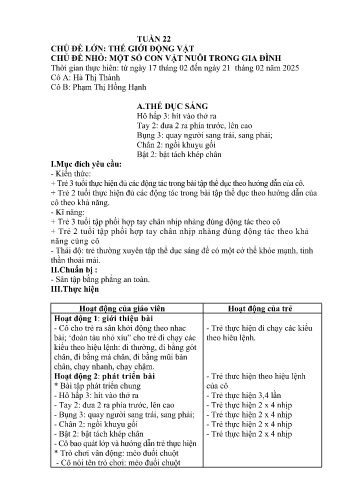 Giáo án Mầm non Lớp Mầm - Tuần 22 - Năm học 2024-2025 - Hà Thị Thành - Phạm Thị Hồng Hạnh