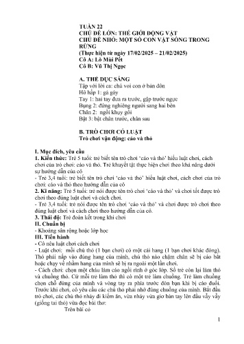 Giáo án Mầm non Lớp Mầm - Tuần 22 - Năm học 2024-2025 - Lò Mùi Pết - Vũ Thị Ngọc
