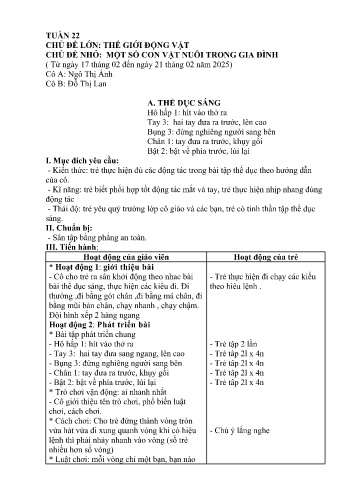 Giáo án Mầm non Lớp Mầm - Tuần 22 - Năm học 2024-2025 - Ngô Thị Ánh - Đỗ Thị Lan
