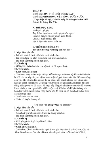 Giáo án Mầm non Lớp Mầm - Tuần 23 - Chủ đề lớn: Thế giới động vật - Chủ đề nhỏ: động vật sống dưới nước - Năm học 2024-2025