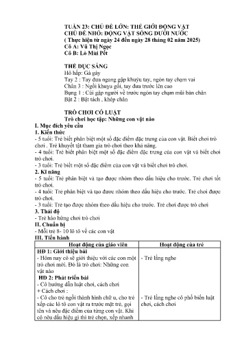 Giáo án Mầm non Lớp Mầm - Tuần 23 - Năm học 2024-2025 - Lò Mùi Pết - Vũ Thị Ngọc