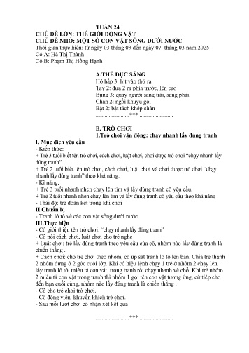 Giáo án Mầm non Lớp Mầm - Tuần 24 - Năm học 2024-2025 - Hà Thị Thành - Phạm Thị Hồng Hạnh