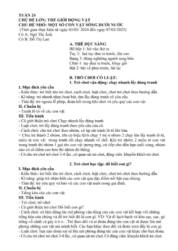 Giáo án Mầm non Lớp Mầm - Tuần 24 - Năm học 2024-2025 - Ngô Thị Ánh - Đỗ Thị Lan