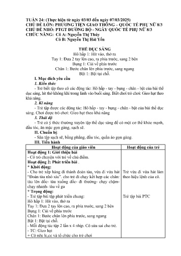 Giáo án Mầm non Lớp Mầm - Tuần 24 - Năm học 2024-2025 - Nguyễn Thị Thúy - Nguyễn Thị Hải Yến