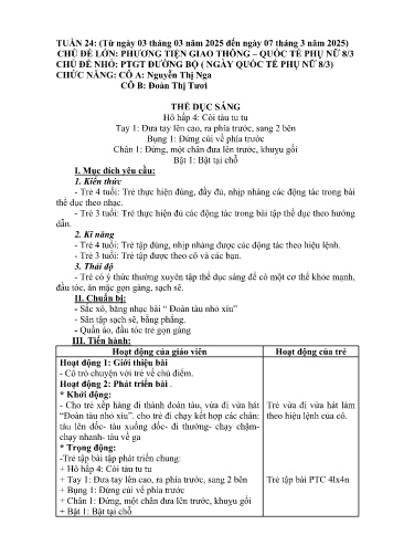 Giáo án Mầm non Lớp Mầm - Tuần 24 - Năm học 2024-2025 - Nguyễn Thị Nga - Đoàn Thị Tươi