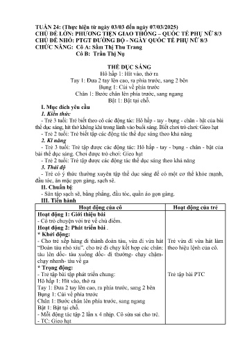 Giáo án Mầm non Lớp Mầm - Tuần 24 - Năm học 2024-2025 - Sầm Thị Thu Trang - Trần Thị Nụ