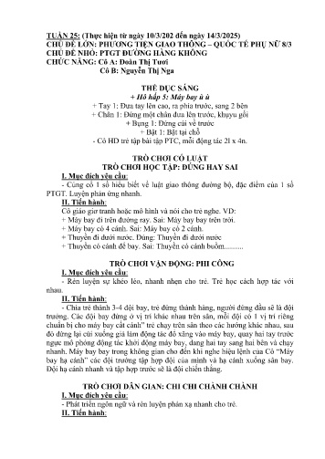 Giáo án Mầm non Lớp Mầm - Tuần 25 - Năm học 2024-2025 - Nguyễn Thị Nga - Đoàn Thị Tươi