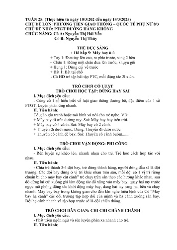 Giáo án Mầm non Lớp Mầm - Tuần 25 - Năm học 2024-2025 - Nguyễn Thị Thúy - Nguyễn Thị Hải Yến