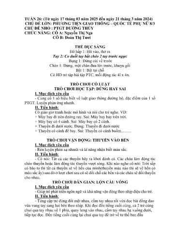 Giáo án Mầm non Lớp Mầm - Tuần 26 - Năm học 2024-2025 - Nguyễn Thị Nga - Đoàn Thị Tươi