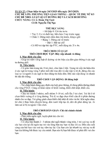 Giáo án Mầm non Lớp Mầm - Tuần 27 - Năm học 2024-2025 - Nguyễn Thị Nga - Đoàn Thị Tươi