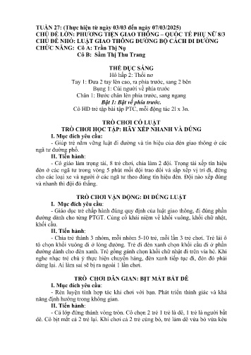 Giáo án Mầm non Lớp Mầm - Tuần 27 - Năm học 2024-2025 - Sầm Thị Thu Trang - Trần Thị Nụ