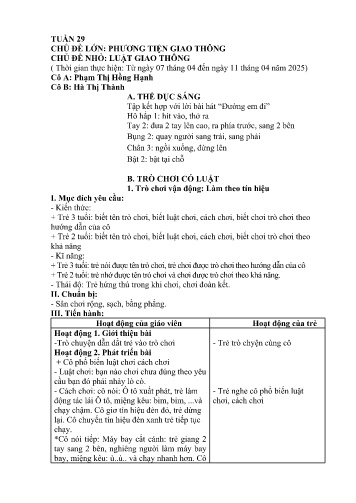 Giáo án Mầm non Lớp Mầm - Tuần 29 - Năm học 2024-2025 - Hà Thị Thành - Phạm Thị Hồng Hạnh
