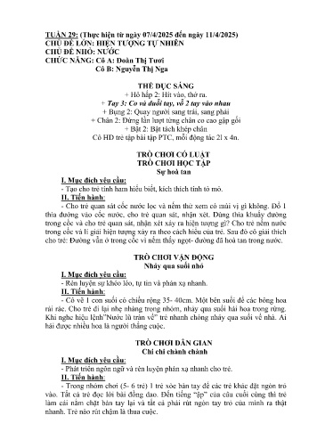 Giáo án Mầm non Lớp Mầm - Tuần 29 - Năm học 2024-2025 - Nguyễn Thị Nga - Đoàn Thị Tươi