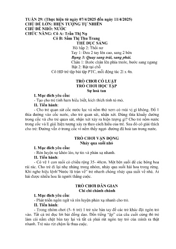 Giáo án Mầm non Lớp Mầm - Tuần 29 - Năm học 2024-2025 - Trần Thị Nụ - Sầm Thị Thu Trang