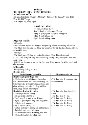 Giáo án Mầm non Lớp Mầm - Tuần 30 - Năm học 2024-2025 - Hà Thị Thành - Phạm Thị Hồng Hạnh