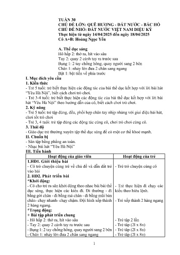 Giáo án Mầm non Lớp Mầm - Tuần 30 - Năm học 2024-2025 - Lê Thị Hằng - Hoàng Ngọc Yến