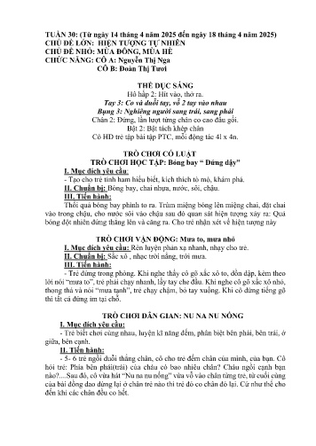 Giáo án Mầm non Lớp Mầm - Tuần 30 - Năm học 2024-2025 - Nguyễn Thị Nga - Đoàn Thị Tươi