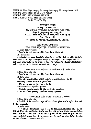 Giáo án Mầm non Lớp Mầm - Tuần 30 - Năm học 2024-2025 - Sầm Thị Thu Trang - Trần Thị Nụ