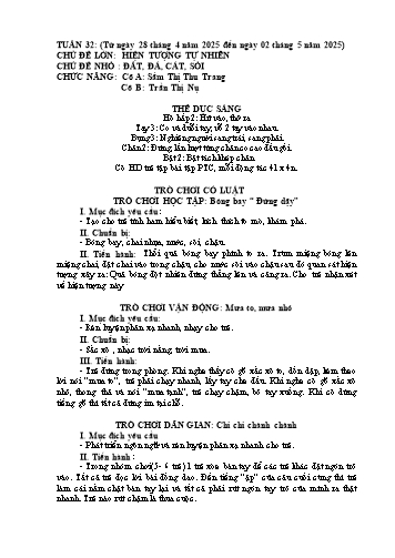Giáo án Mầm non Lớp Mầm - Tuần 32 - Năm học 2024-2025 - Sầm Thị Thu Trang - Trần Thị Nụ
