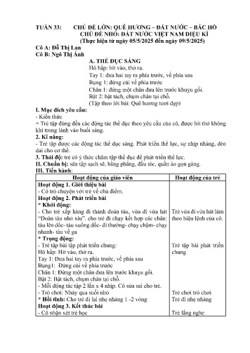 Giáo án Mầm non Lớp Mầm - Tuần 33 - Năm học 2024-2025 - Ngô Thị Ánh - Đỗ Thị Lan