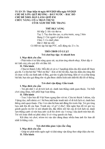 Giáo án Mầm non Lớp Mầm - Tuần 33 - Năm học 2024-2025 - Sầm Thị Thu Trang - Trần Thị Nụ