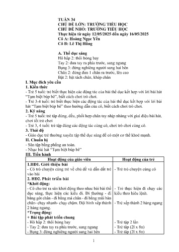 Giáo án Mầm non Lớp Mầm - Tuần 34 - Năm học 2024-2025 - Lê Thị Hằng - Hoàng Ngọc Yến