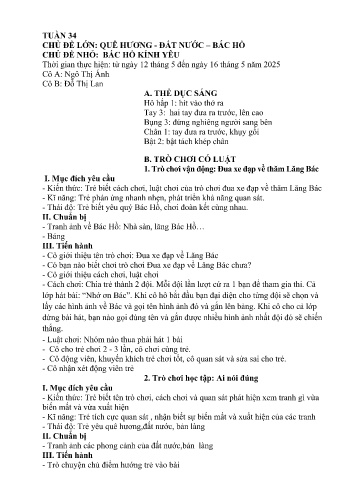 Giáo án Mầm non Lớp Mầm - Tuần 34 - Năm học 2024-2025 - Ngô Thị Ánh - Đỗ Thị Lan