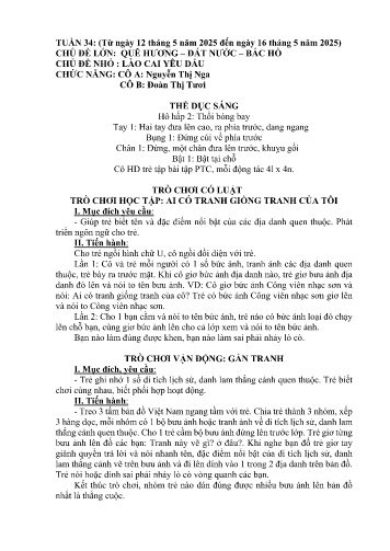Giáo án Mầm non Lớp Mầm - Tuần 34 - Năm học 2024-2025 - Nguyễn Thị Nga - Đoàn Thị Tươi