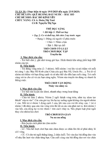 Giáo án Mầm non Lớp Mầm - Tuần 35 - Năm học 2024-2025 - Nguyễn Thị Nga - Đoàn Thị Tươi