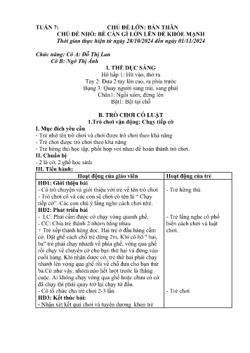 Giáo án Mầm non Lớp Mầm - Tuần 7 - Năm học 2024-2025 - Ngô Thị Ánh - Đỗ Thị Lan