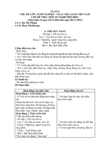 Giáo án Mầm non Lớp Mầm - Tuần 8 - Năm học 2024-2025 - Hà Thị Thành - Phan Thị Hương