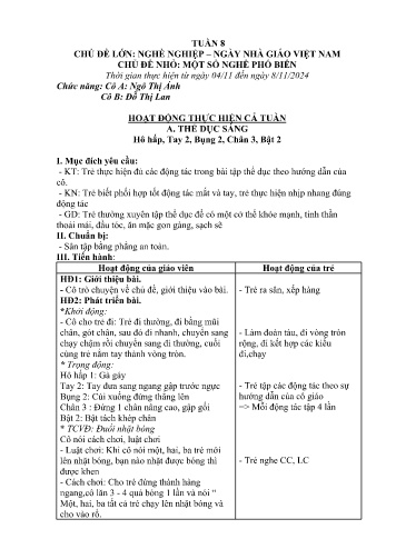 Giáo án Mầm non Lớp Mầm - Tuần 8 - Năm học 2024-2025 - Ngô Thị Ánh - Đỗ Thị Lan