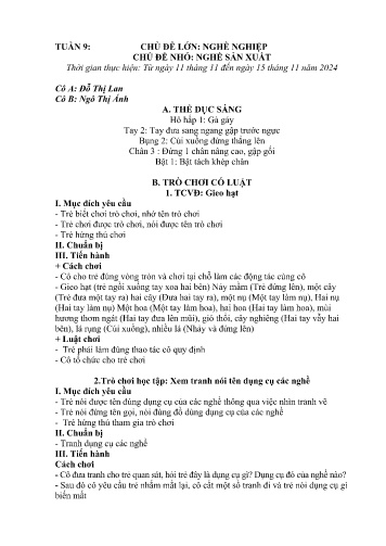 Giáo án Mầm non Lớp Mầm - Tuần 9 - Năm học 2024-2025 - Ngô Thị Ánh - Đỗ Thị Lan