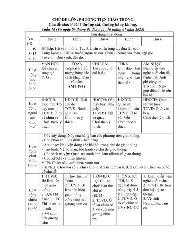 Giáo án Mầm non Lớp Nhà trẻ - Tuần 18 - Chủ đề lớn: Phương tiện giao thông - Chủ đề nhỏ: PTGT đường sắt, đường hàng không - Năm học 2024-2025