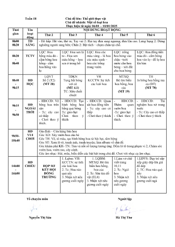 Giáo án Mầm non Lớp Nhà trẻ - Tuần 18 - Năm học 2024-2025