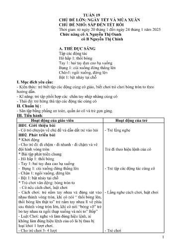 Giáo án Mầm non Lớp Nhà Trẻ - Tuần 19 - Năm học 2024-2025 - Nguyễn Thị Oanh - Nguyễn Thị Chinh