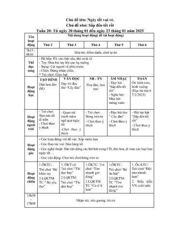 Giáo án Mầm non Lớp Nhà trẻ - Tuần 20 - Chủ đề lớn: Ngày tết vui vẻ - Chủ đề nhỏ: Sắp đến tết rồi - Năm học 2024-2025